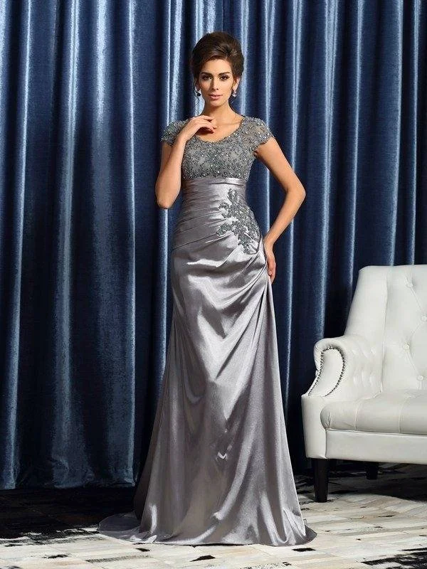 Trumpet/Mermaid Scoop Beading Short Sleeves Long Taffeta Mother of the Bride Dresses Trumpet/Mermaid Scoop Beading Short Sleeves Long Taffeta Mother of the Bride Dresses