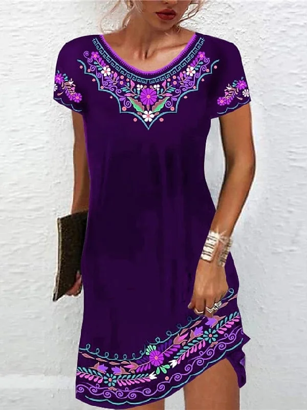 Embroidered Shift Dress