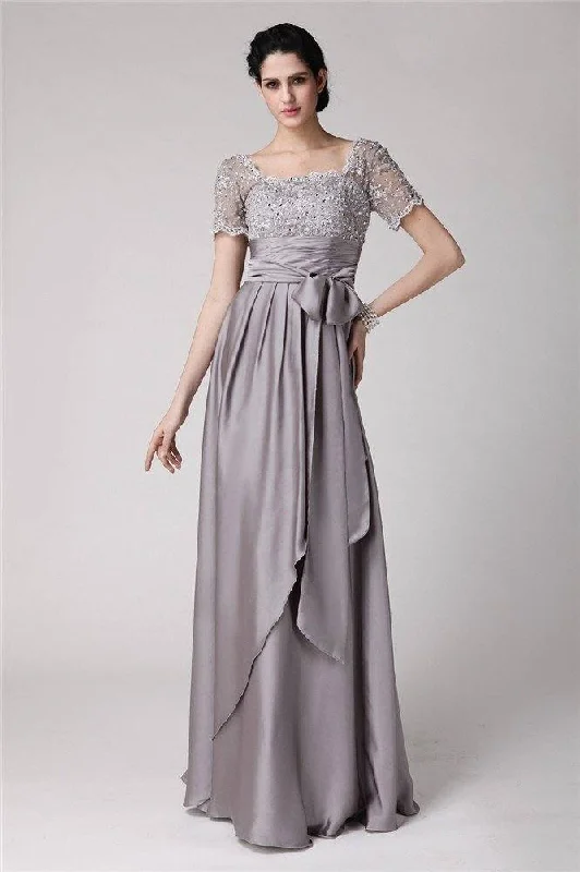 Sheath/Column Square Beading Applique Elastic Woven Satin Mother of the Bride Dresses Sheath/Column Square Beading Applique Elastic Woven Satin Mother of the Bride Dresses