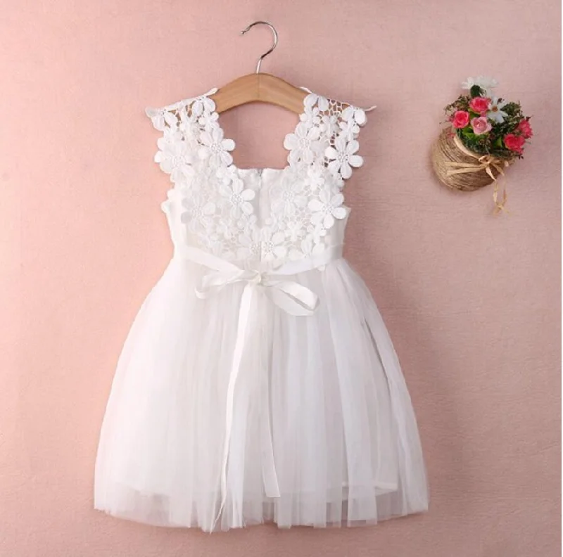Cute V Neck Tulle Ivory Mini Flower Girl Dresses, Weding Cheap Little Girl Dresses, FGS019 Cute V Neck Tulle Ivory Mini Flower Girl Dresses, Weding Cheap Little Girl Dresses, FGS019