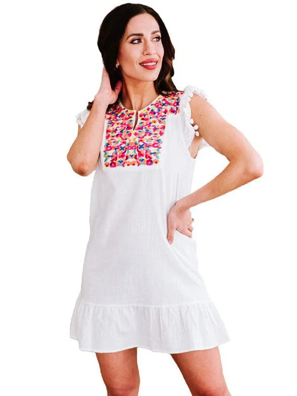 Floral Embroidered Shift Dress