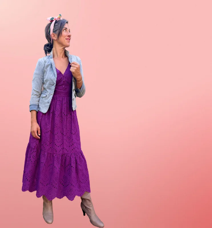 86711 Sparkling Grape Eyelet Dress