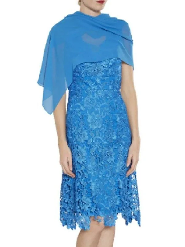 Sheath / Column Mother of the Bride Dress Elegant V Neck Knee Length Chiffon Lace Sleeveless with Ruching