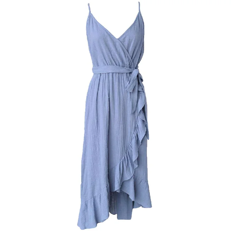 Keren Hart Women's Wrap Front Ruffle Hem Dress
