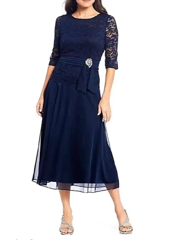 A-Line Mother of the Bride Dress Elegant Sexy Jewel Neck Ankle Length Chiffon Lace Half Sleeve with Sash / Ribbon Crystals A-Line Mother of the Bride Dress Elegant Sexy Jewel Neck Ankle Length Chiffon Lace Half Sleeve with Sash / Ribbon Crystals