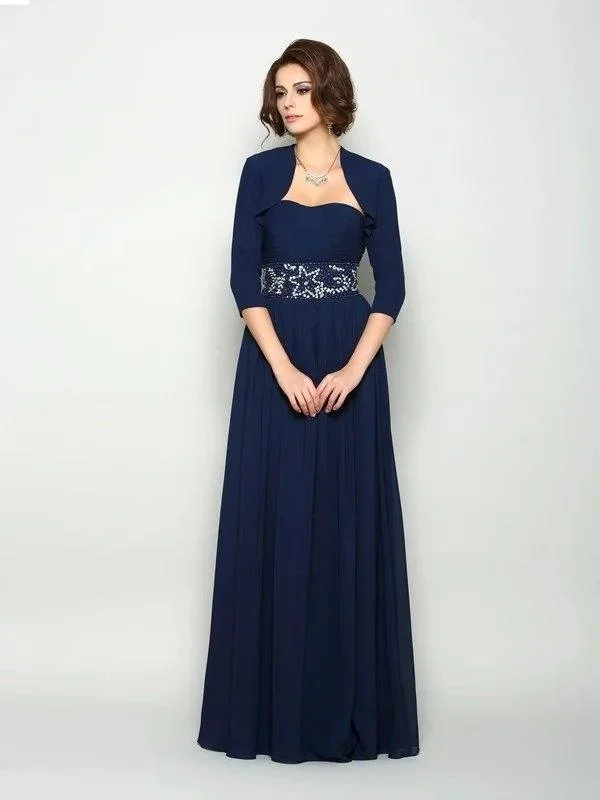 A-Line/Princess Sweetheart Beading Sleeveless Long Chiffon Mother of the Bride Dresses A-Line/Princess Sweetheart Beading Sleeveless Long Chiffon Mother of the Bride Dresses