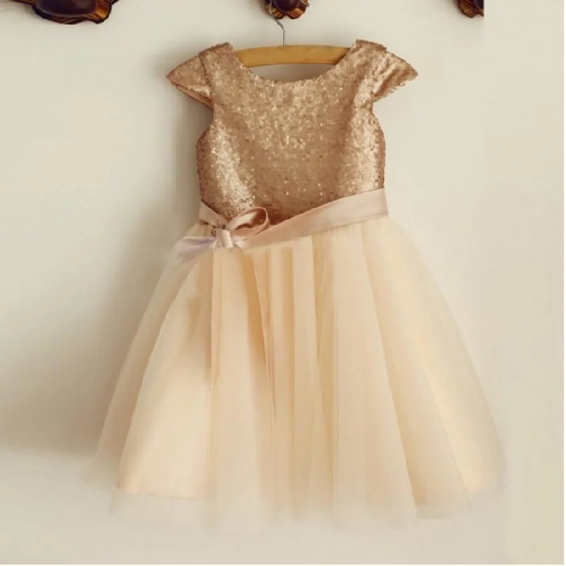 Cap Sleeve Round Neck Tulle Flower Girl Dresses, Popular Little Girl Dresses, FGS025 Cap Sleeve Round Neck Tulle Flower Girl Dresses, Popular Little Girl Dresses, FGS025