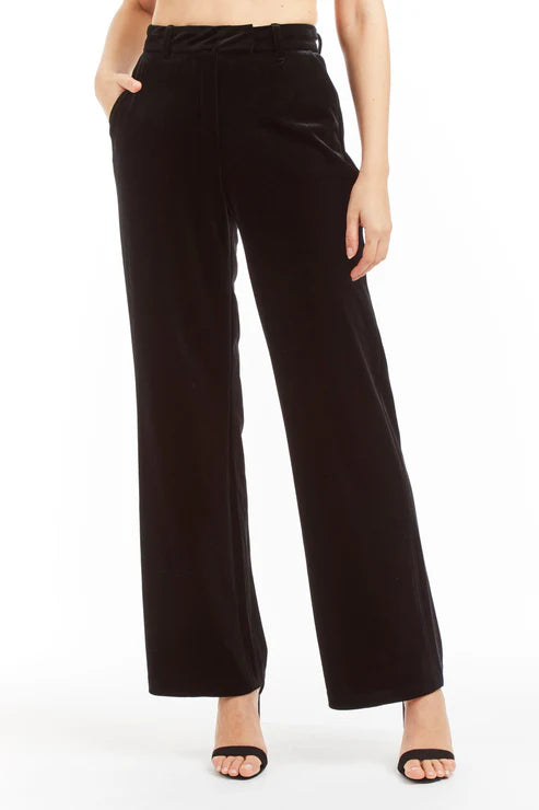 Lined Stretch Velvet Wide Leg Trouser Trousers Seasonal Trendy