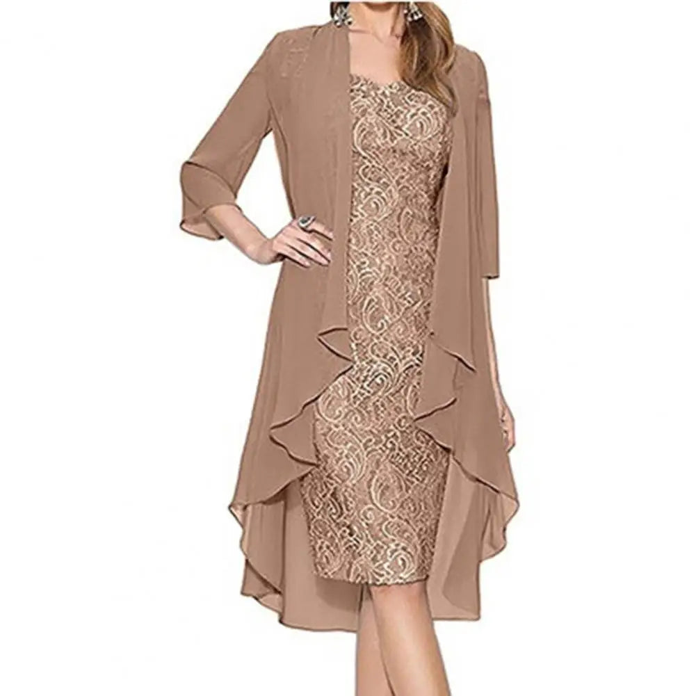 Elegant Flower Pattern Lace Vintage Formal Dress