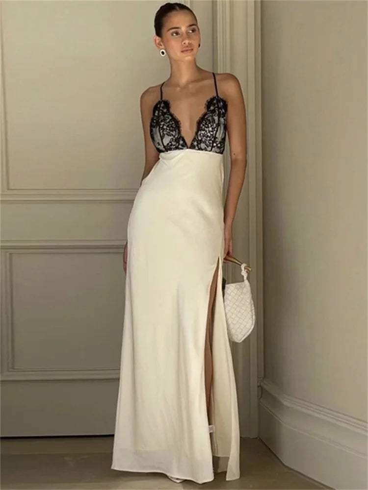 Tossy Lace Backless V-Neck Dress