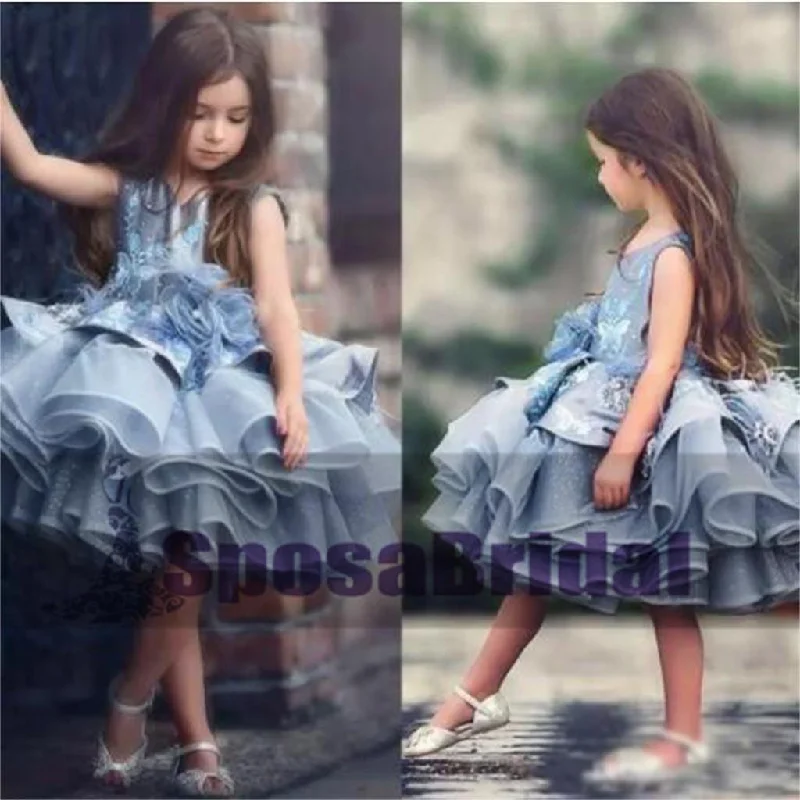 Blue Short Cute Best Sale Soft New Unique Flower Girl Dresses, Popular Little Girl Dresses, FG100 Blue Short Cute Best Sale Soft New Unique Flower Girl Dresses, Popular Little Girl Dresses, FG100