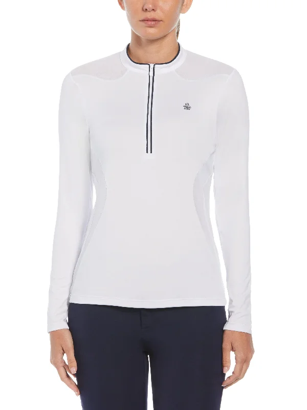 Women's 1/4 Zip Layering Long Sleeve Golf Shirt Layered Multi-layer Single Layer