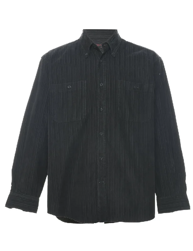 Black Corduroy Shirt - M Chenille Brocade Lace