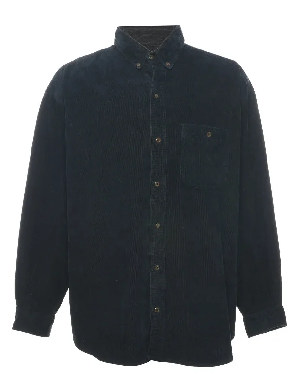 Black Corduroy Shirt - XL Mesh Canvas Denim