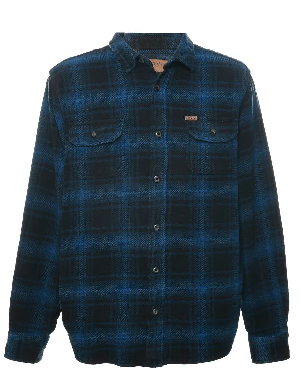 Blue Checked Shirt - L Faux Fur Fabric Real Fur Fabric Shearling Fabric