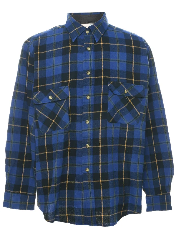 Blue Checked Shirt - XL Fleece Fabric Down Fabric Feather Fabric