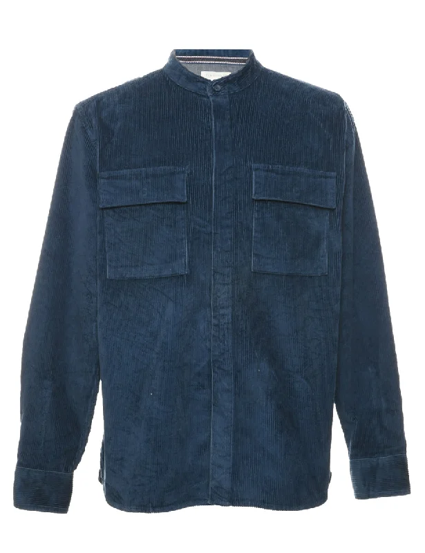 Blue Corduroy Shirt - XL Basic T-Shirt Crew Neck Short Sleeve