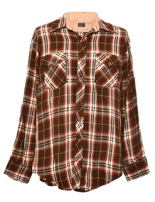 Brown Checked Shirt - XL Iron Safe Non-Iron Wrinkle Free