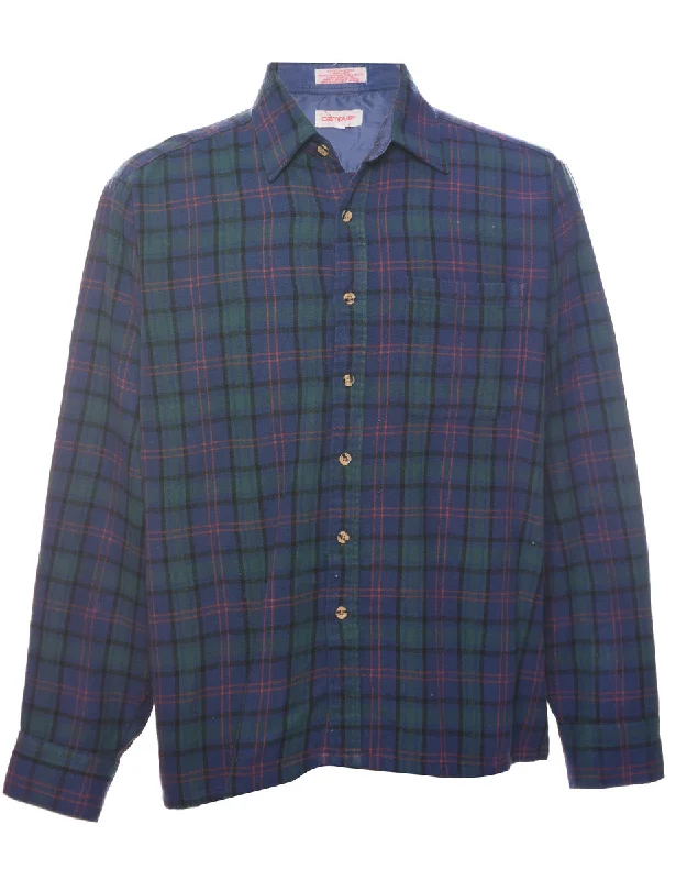 Campus  Checked Shirt - L Mesh Blend Leather Blend Suede Blend