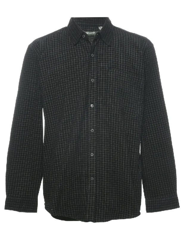 Checked Corduroy Fabric Shirt - M Casual Formal Business