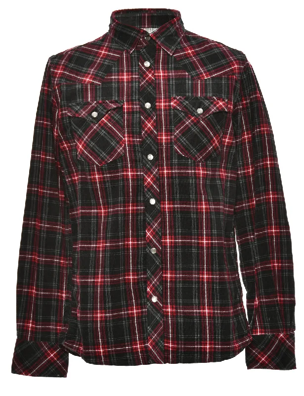 Checked Pattern Corduroy Shirt - M Fashionable Trendy Casual