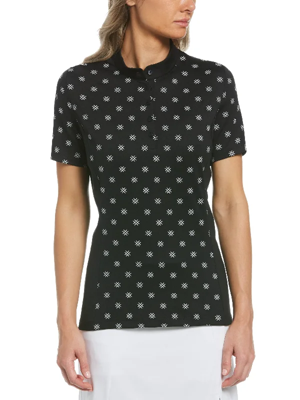 Women's Chevron Floral Print Golf Shirt Casual Formal Business