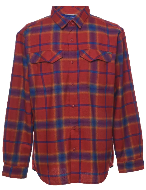 Columbia Checked Shirt - L Zippered Front Buttoned Front Snap Front