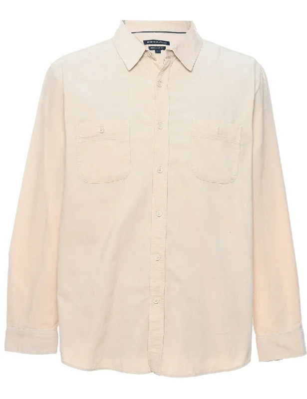 Corduroy Beige Shirt - L Denim Fabric Leather Fabric Suede Fabric