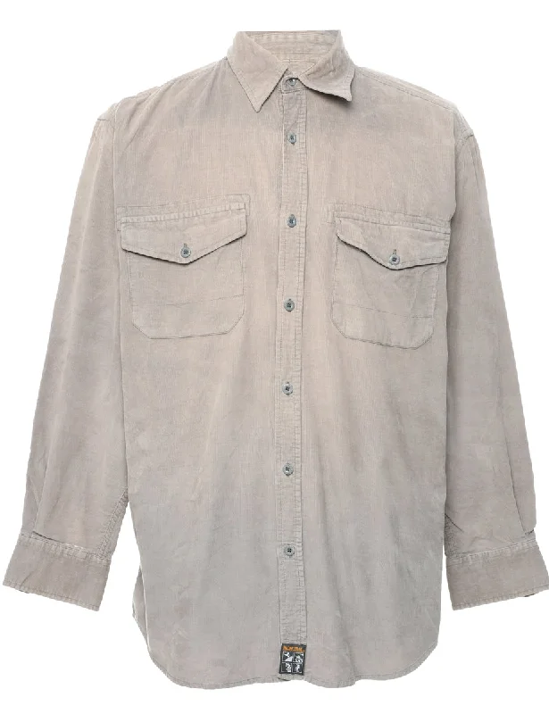 Corduroy Beige Shirt - M Satin Fabric Silk Fabric Chiffon Fabric