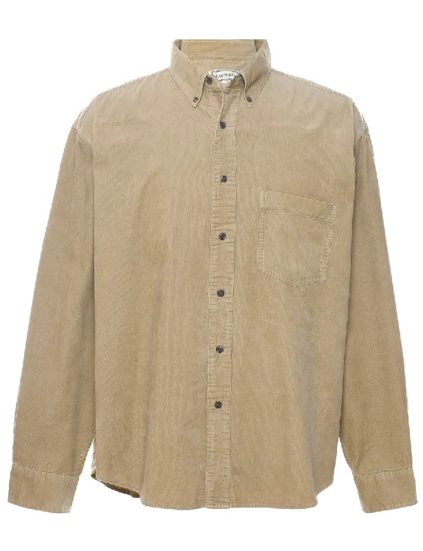 Corduroy Beige Shirt - XL Fleece Fabric Down Fabric Feather Fabric