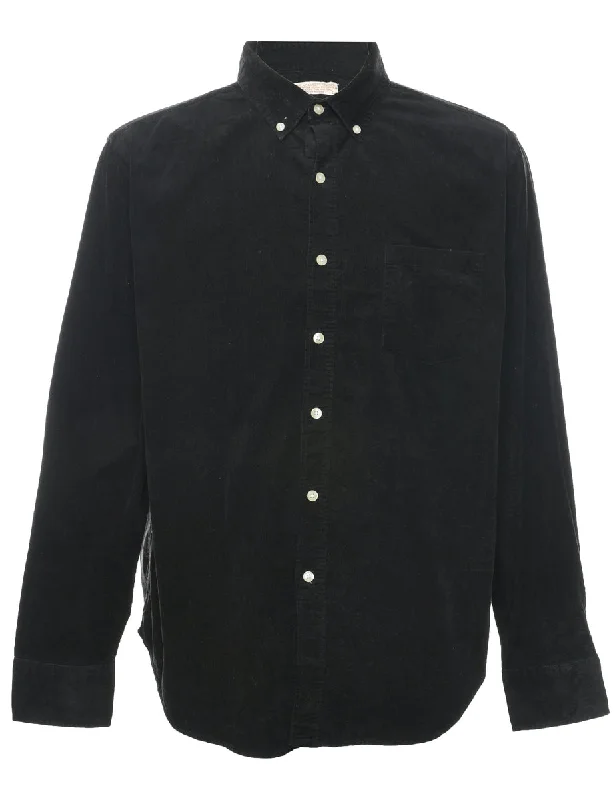 Corduroy Black Shirt - L Rayon Fabric Velvet Fabric Corduroy Fabric