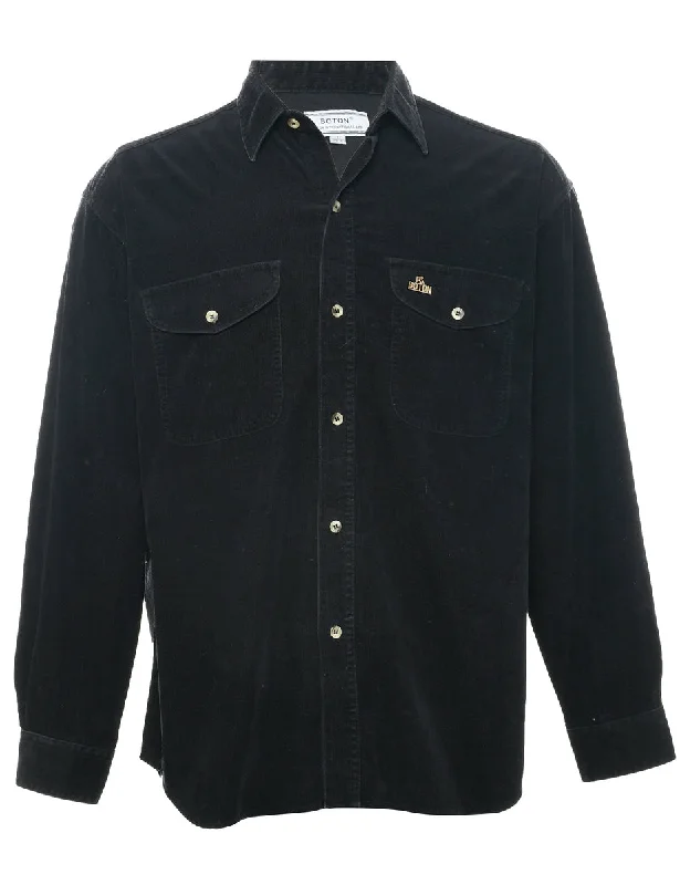 Corduroy Black Shirt - L Chenille Fabric Brocade Fabric Lace Fabric