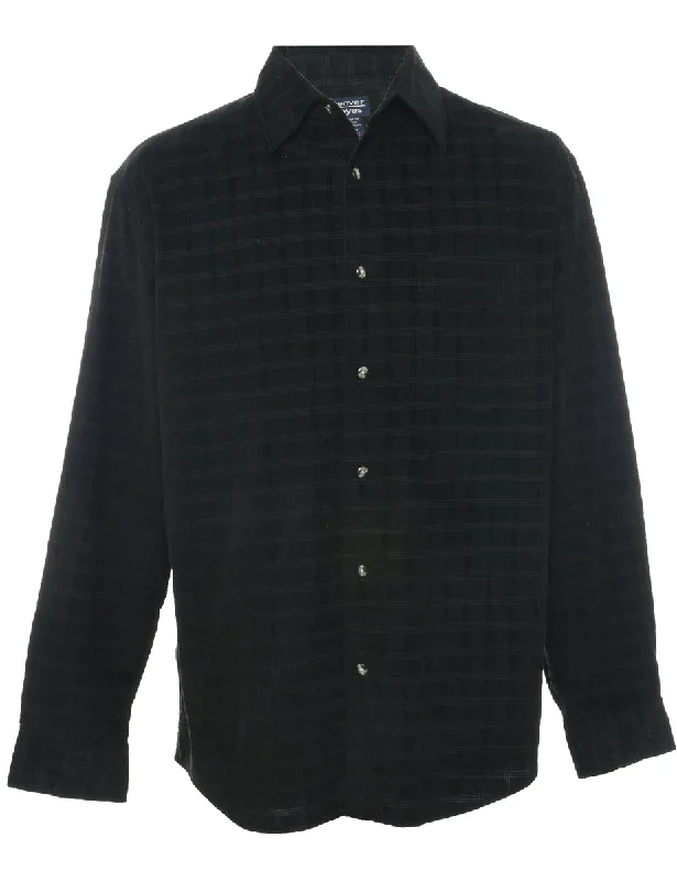 Corduroy Black Shirt - S Solid Print Embellished