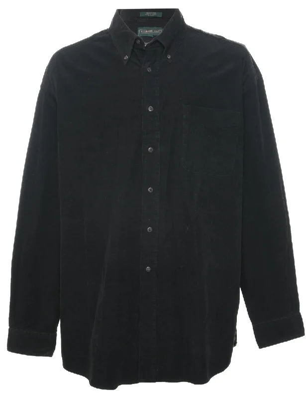 Corduroy Black Shirt - XL Embroidered Appliqued Beaded