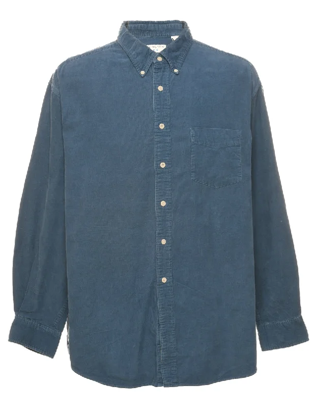 Corduroy Blue Shirt - XL Sequined Glittery Shiny