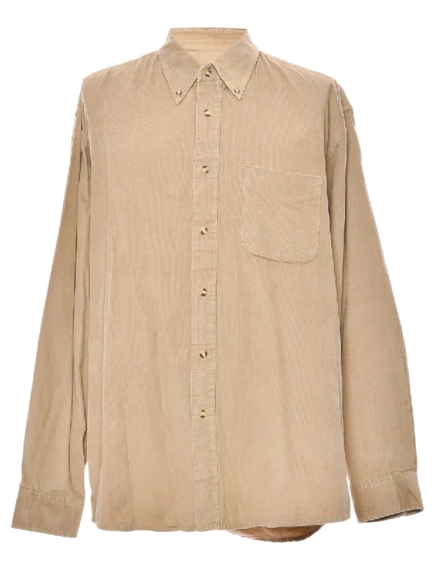 Corduroy Brown Shirt - XL Chenille Blend Fleece Blend Nylon Blend