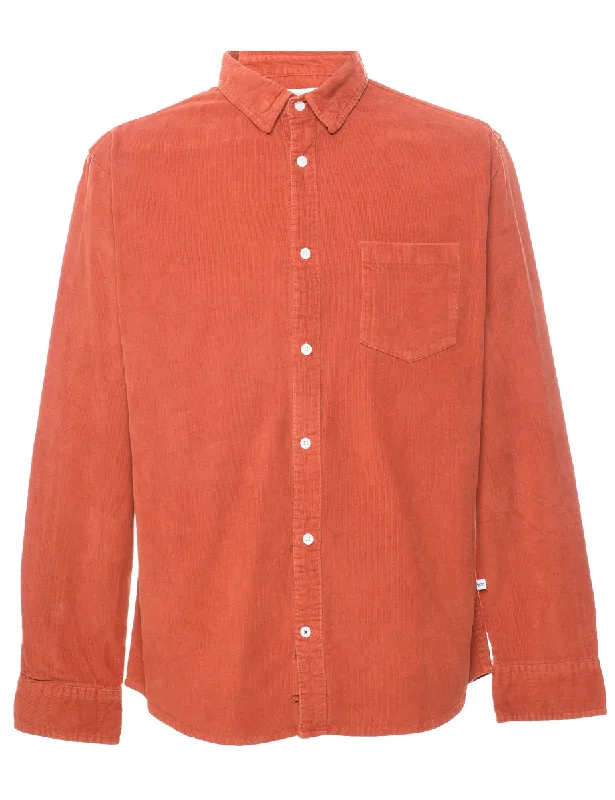 Corduroy Burnt Orange Shirt - XL Terry Blend Velvet Blend Canvas Blend