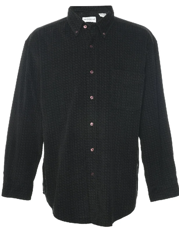 Corduroy Checked Shirt - L Mesh Blend Leather Blend Suede Blend