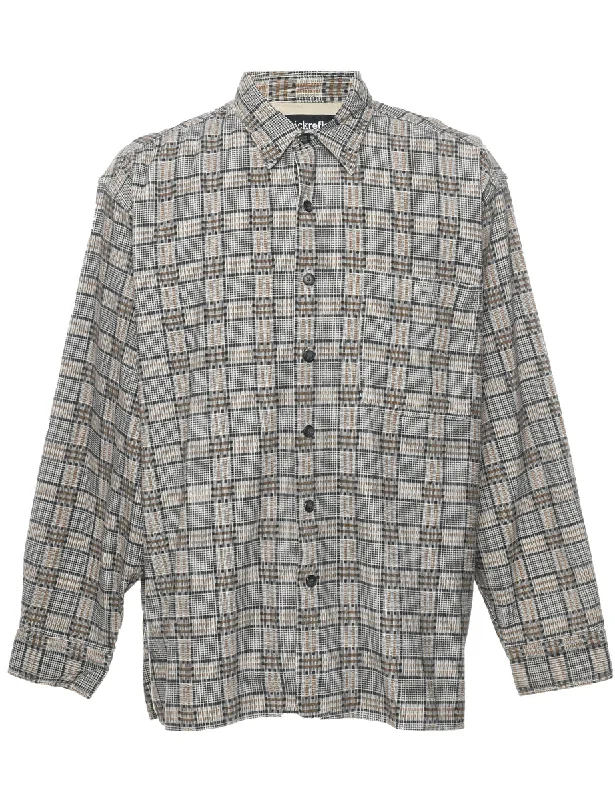 Corduroy Checked Shirt - L Polka Dot Checkered Tartan