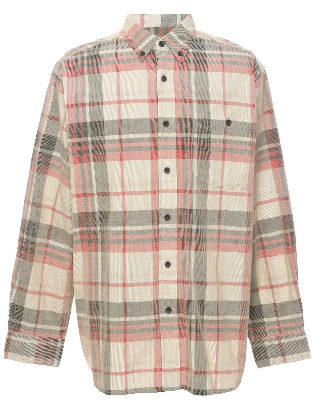Corduroy Checked Shirt - L Houndstooth Herringbone Solid