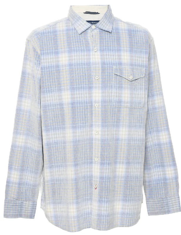 Corduroy Checked Shirt - L Collared Crew Neck Turtle Neck