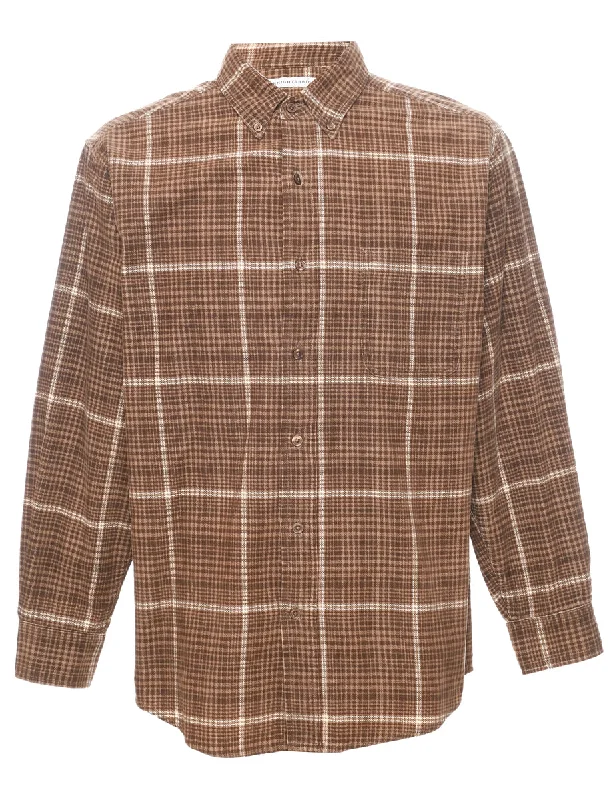 Corduroy Checked Shirt - M Fitted T-Shirt Seamless Stretchy