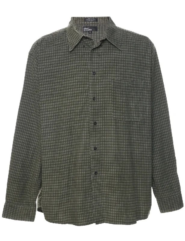 Corduroy Checked Shirt - XL Collared T-Shirt Boat Neck A-Line