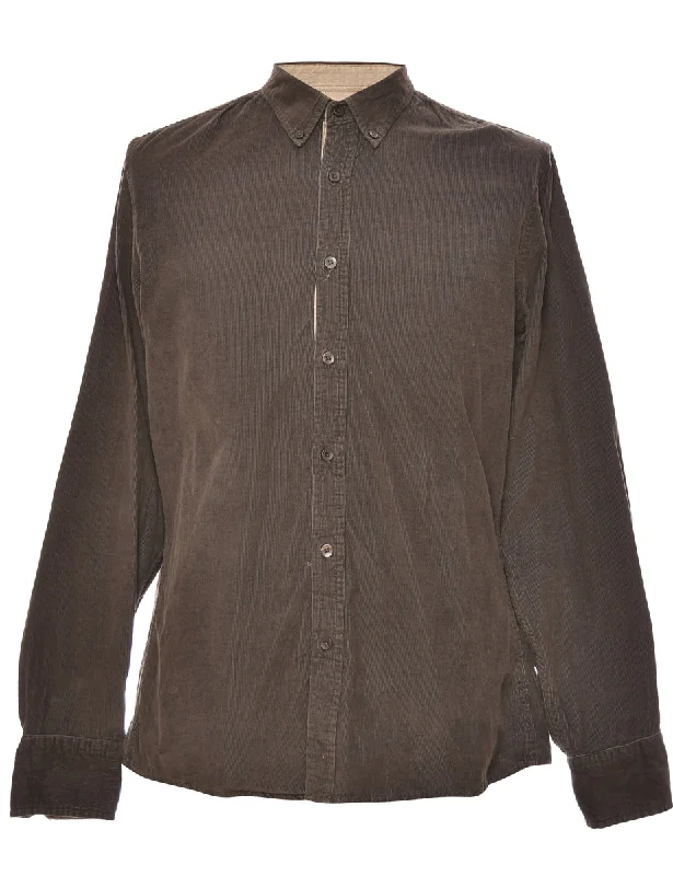 Corduroy Dark Brown Shirt - M Boxy Fit Fitted Loose
