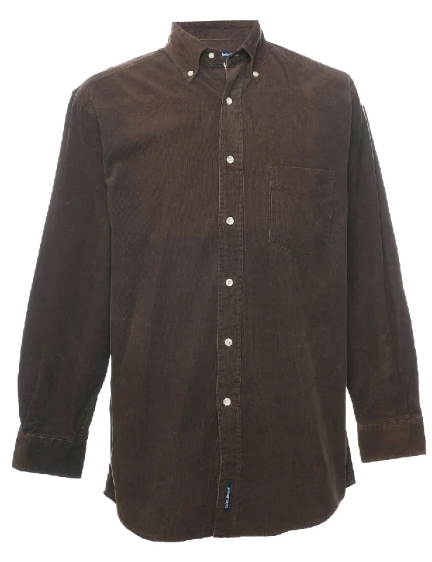 Corduroy Dark Brown Shirt - M Layered Multi-layer Single Layer