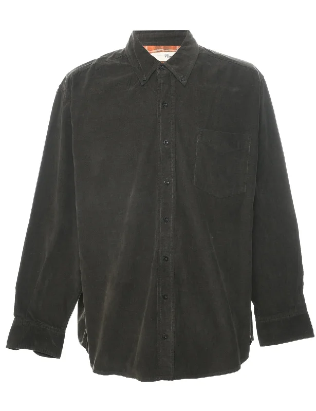 Corduroy Dark Green Shirt - L Casual Formal Business