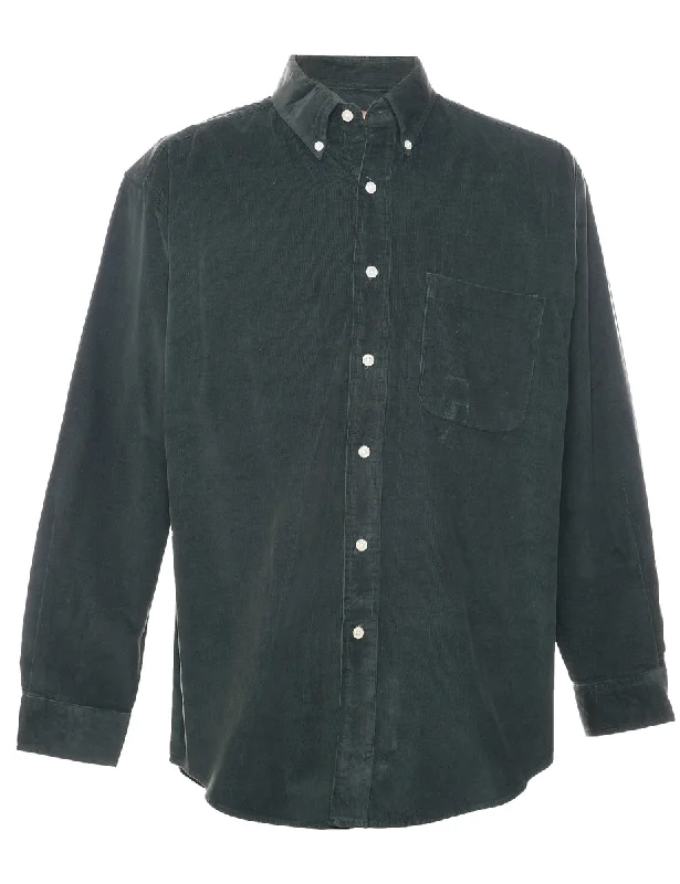 Corduroy Dark Green Shirt - M Elegant Classic Vintage