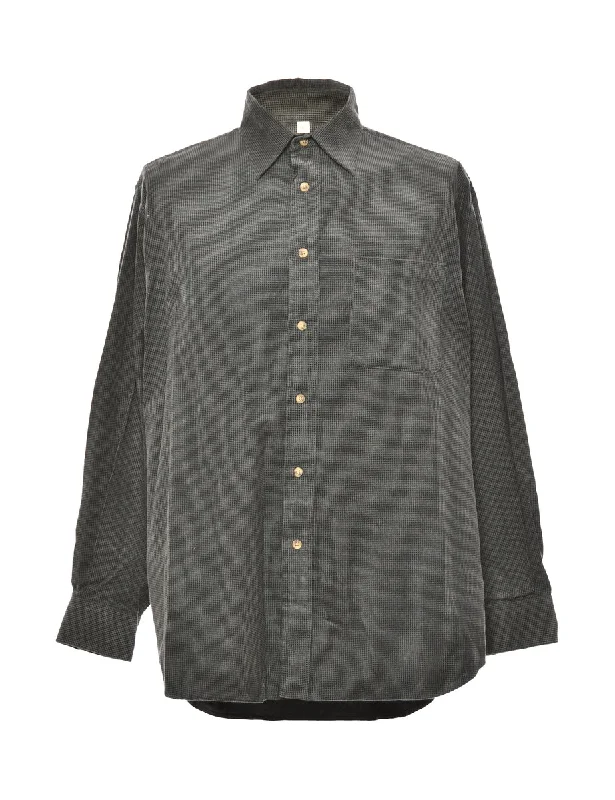 Corduroy Dark Grey Shirt - L Hooded Caped Shawl Collar