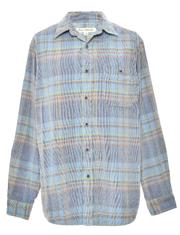 Corduroy Light Blue Shirt - L Seamless Knitted Crochet