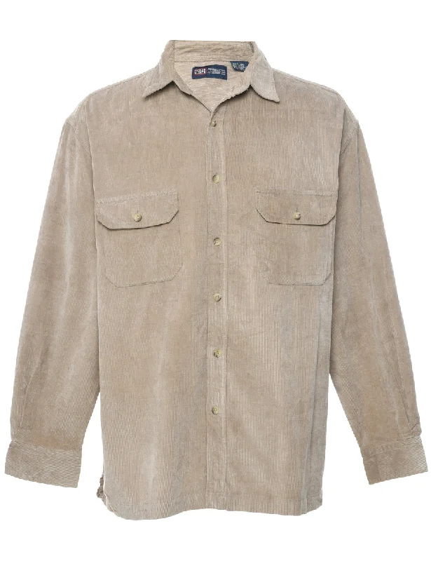 Corduroy Light Brown Shirt - L Handmade Hand-knitted Hand-woven